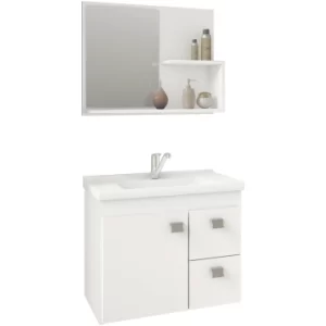 Gabinete de Banheiro Kit Hortência com Espelheira Branco 46x55cm - Mgm Móveis