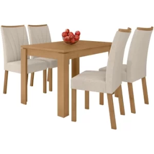 Conjunto de Mesa Athenas 120x80cm com 4 Cadeiras Amêndoa Lopas