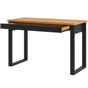 Mesa para Escritório Estilo Industrial com Gaveta 118x53 cm Freijó e Preto Fosco - Dalla Costa